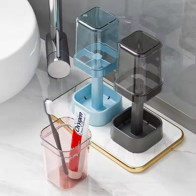 Minimalist Toothbrush Holder Set  Compact Bathroom Organizer With Gargle Cup  Tumbler Rack 1