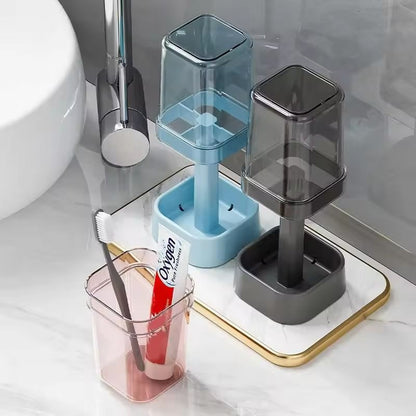 Minimalist Toothbrush Holder Set  Compact Bathroom Organizer With Gargle Cup  Tumbler Rack 1