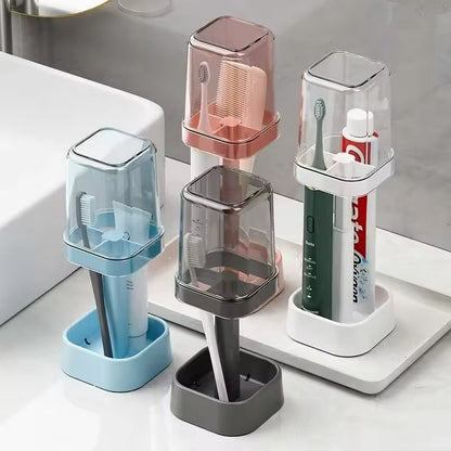 Minimalist Toothbrush Holder Set – Compact Bathroom Organizer with Gargle Cup & Tumbler Rack