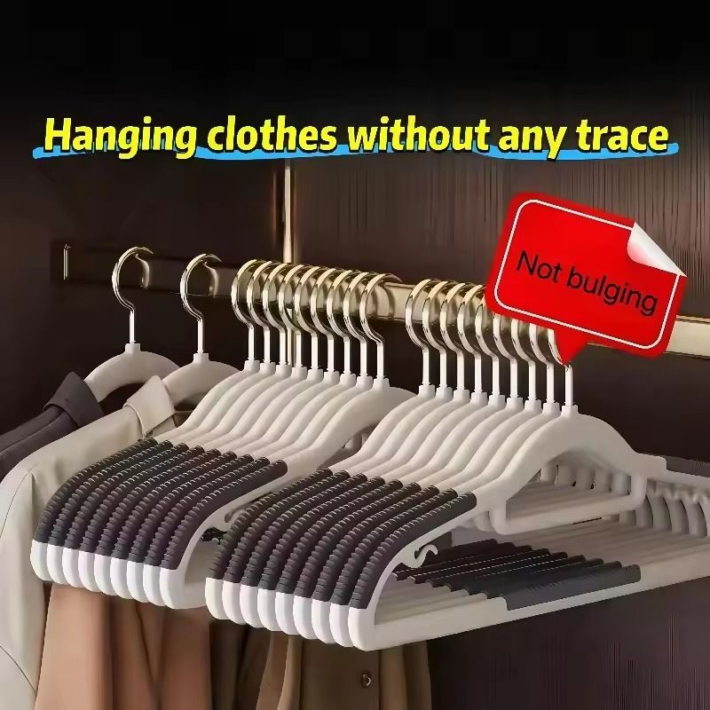 10PCS Anti-Slip Clothes Hangers – Non-Marking Design with Rotating Metal Hook for Home & Dorm
