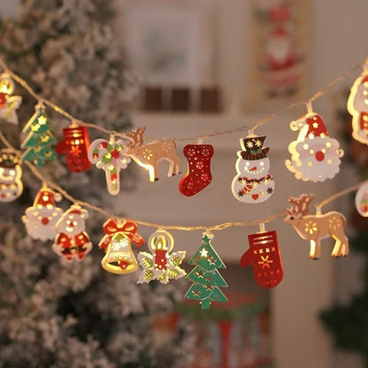 Christmas Deer Snowflake LED String Lights with Battery Powered Fairy Illumination