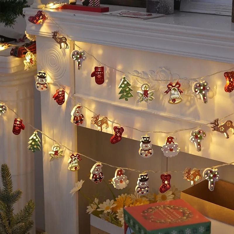 Christmas Deer Snowflake LED String Lights With Battery Powered Fairy Illumination 1