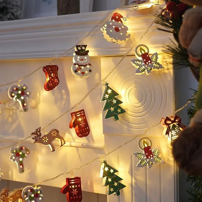 Christmas Deer Snowflake LED String Lights With Battery Powered Fairy Illumination 3