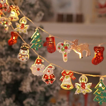 Christmas Deer Snowflake LED String Lights With Battery Powered Fairy Illumination 6
