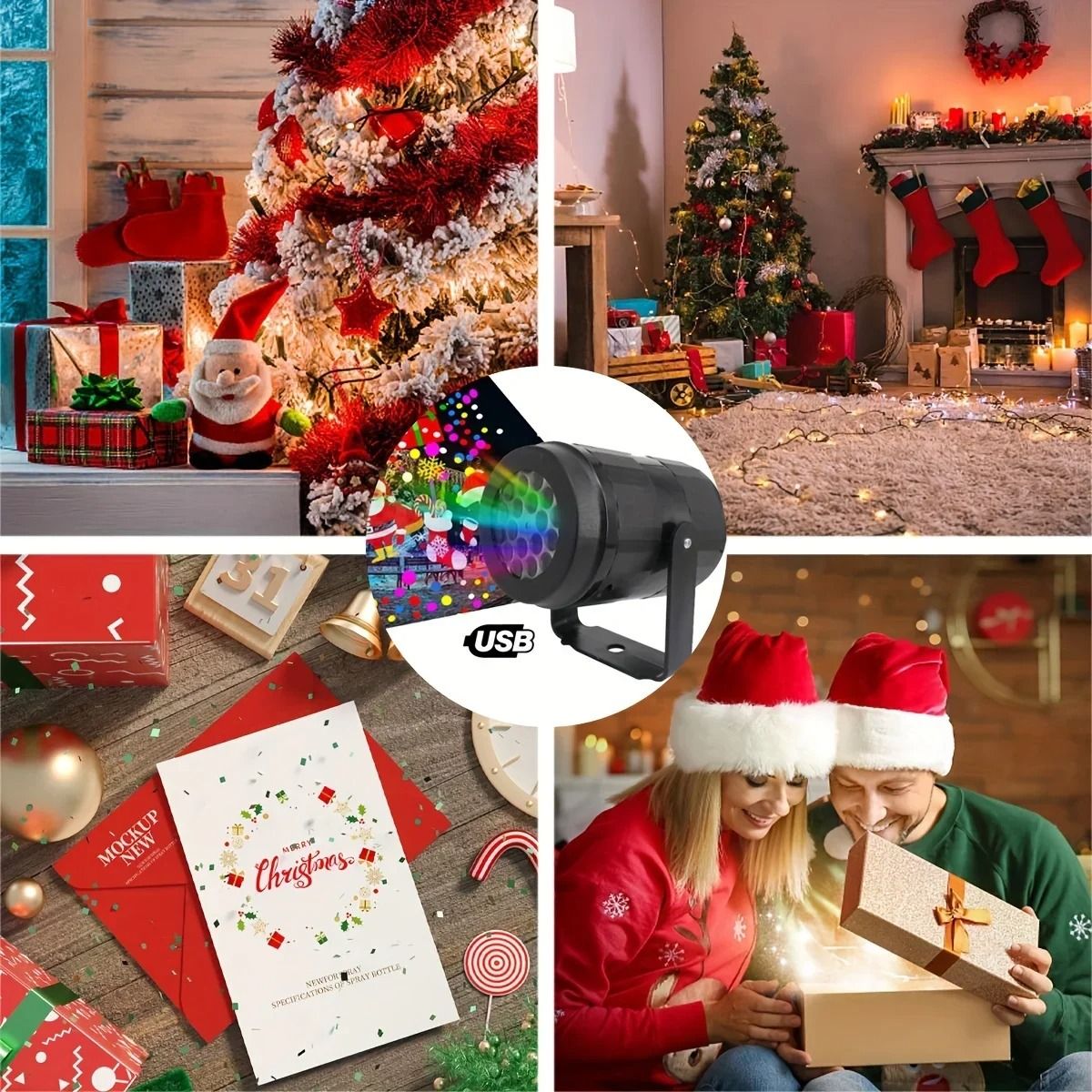 Snowflake Christmas Laser Projector Light With 16 Rotating LED Patterns For Holiday Decoration 4