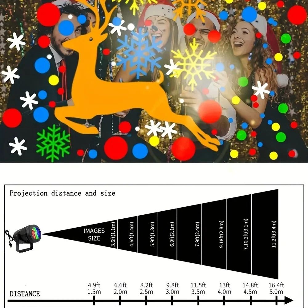 Snowflake Christmas Laser Projector Light With 16 Rotating LED Patterns For Holiday Decoration 5