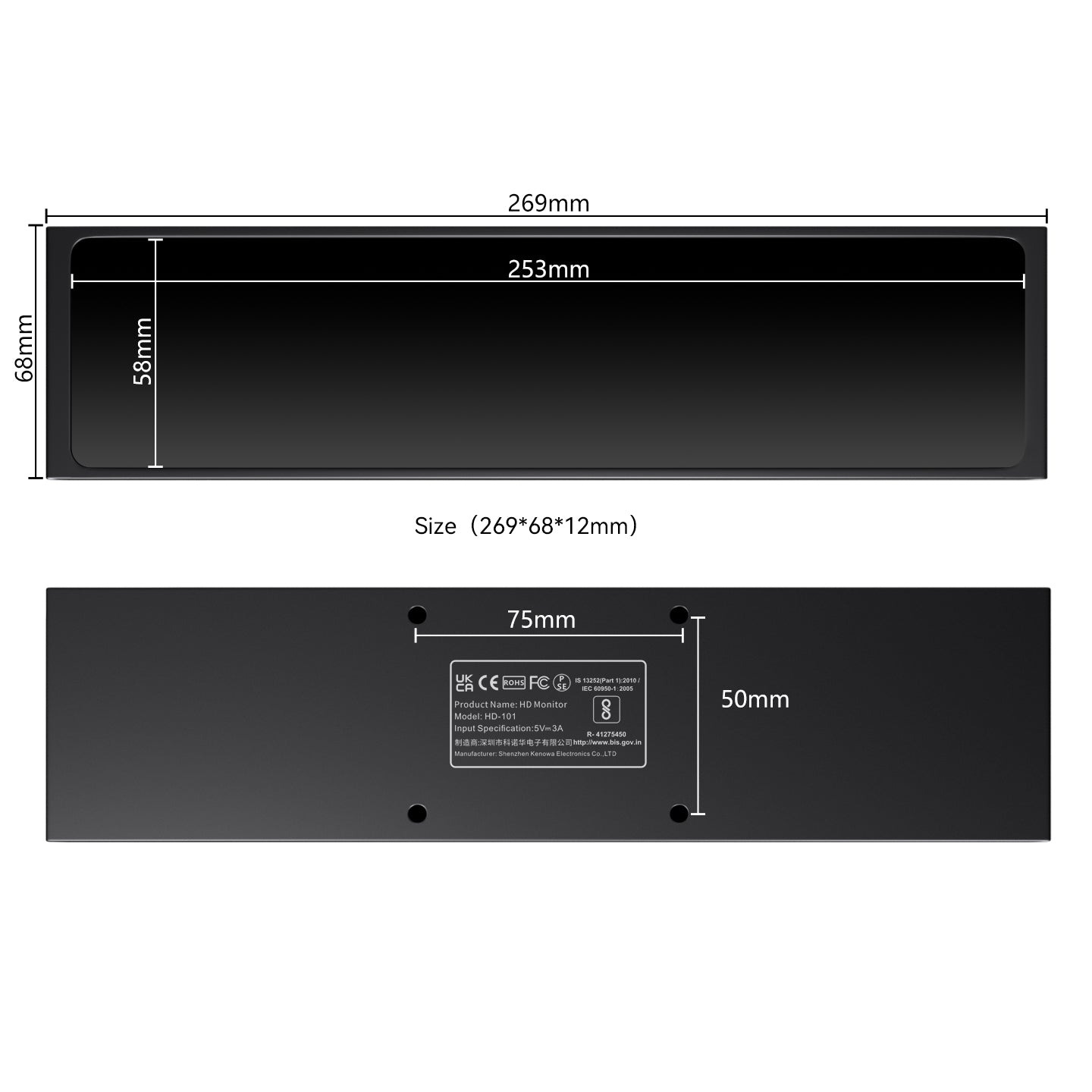 IPS Display VESA HDMI USBC Inch Portable Small Size Dual Connectivity Monitor For Laptop Use 1