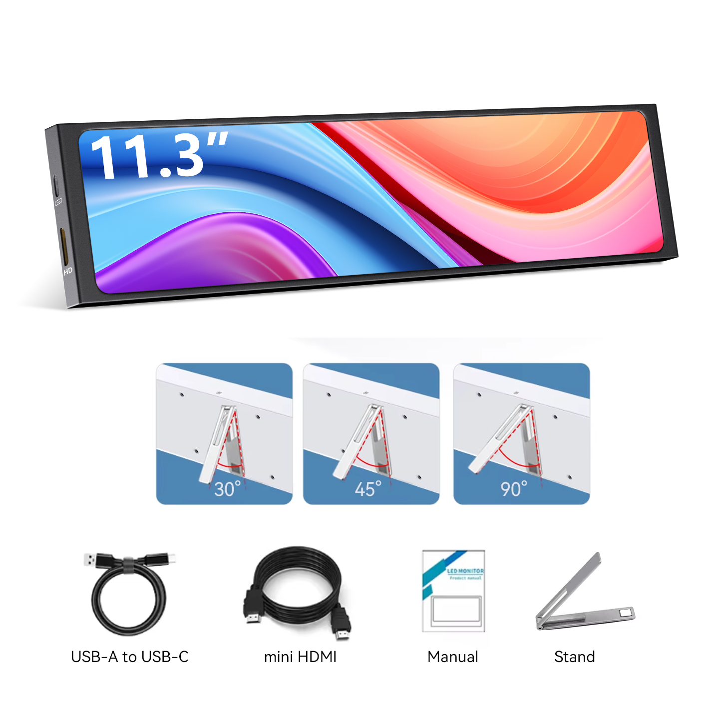 IPS Display VESA HDMI USBC Inch Portable Small Size Dual Connectivity Monitor For Laptop Use 6