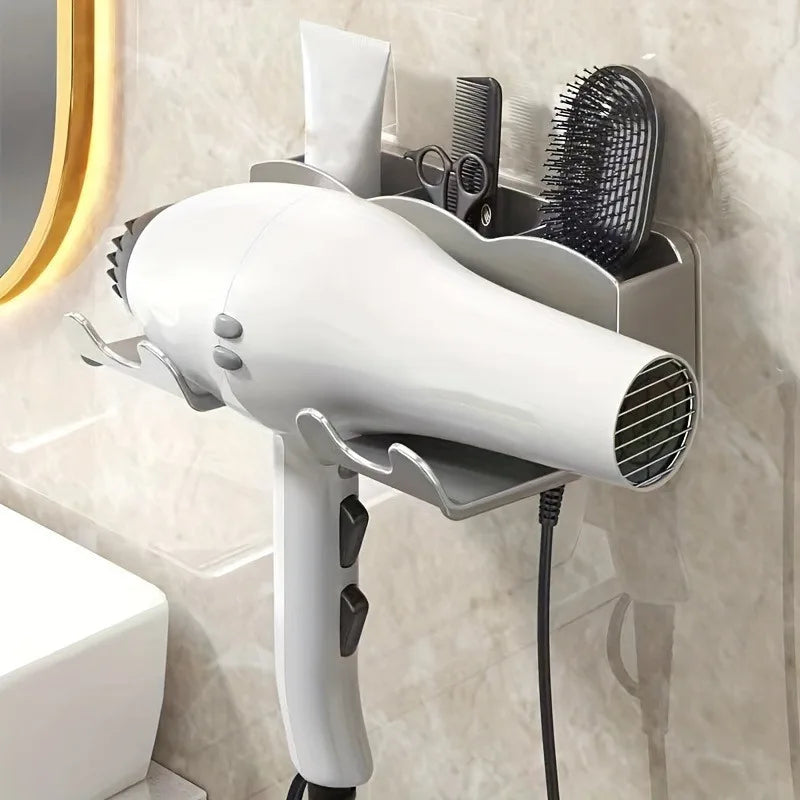 1pc Hair Dryer Storage Rack, Bathroom Air Duct Storage, Non Perforated Bathroom Wall Mounted Bracket, Hair Dryer Rack