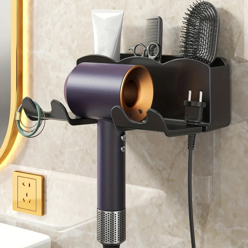 1pc Hair Dryer Storage Rack, Bathroom Air Duct Storage, Non Perforated Bathroom Wall Mounted Bracket, Hair Dryer Rack