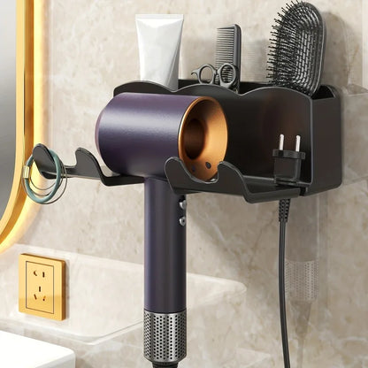 1pc Hair Dryer Storage Rack, Bathroom Air Duct Storage, Non Perforated Bathroom Wall Mounted Bracket, Hair Dryer Rack