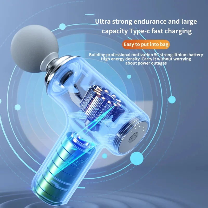 Electric Massage Gun for Full Body Relaxation, Portable with Interchangeable Heads & LED Light