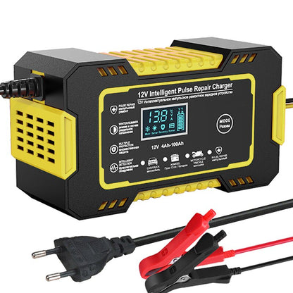 Pulse Repair LCD Display, Smart Fast Charge Car Battery Charger, AGM GEL Lead-Acid Charger for Auto and Motorcycle