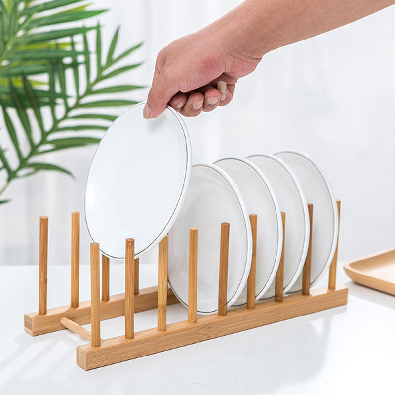 Wooden Kitchen Organizer Pot Lid Holder Plate Storage Rack And Multifunction Shelf For Cups Cutting 1