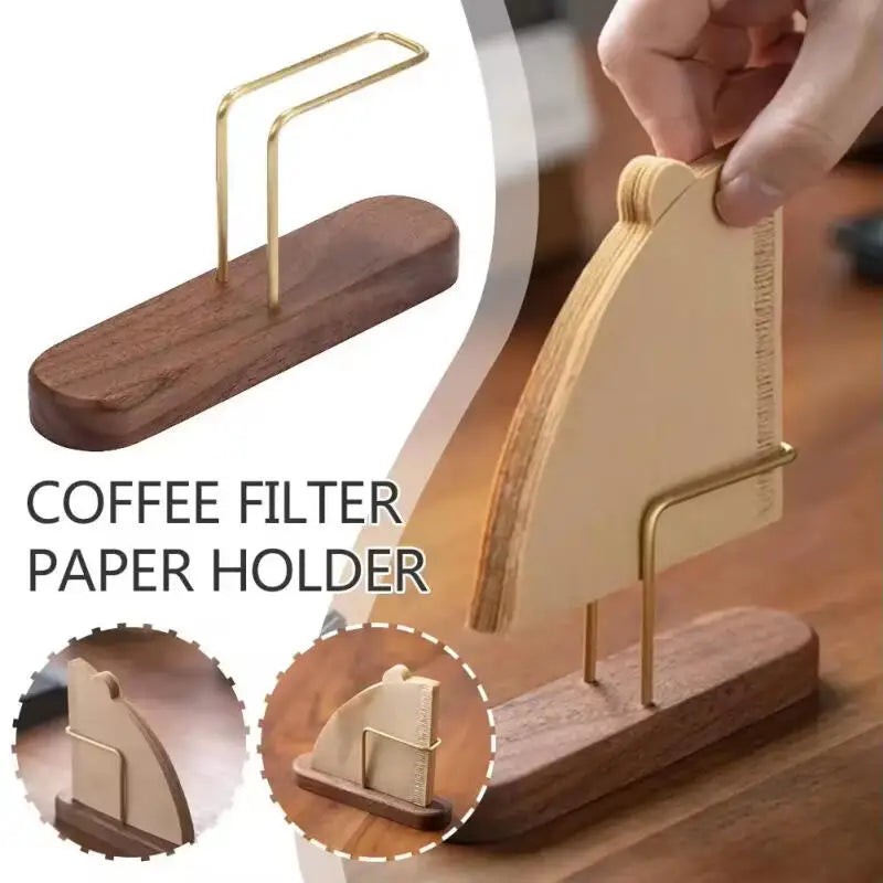 Wooden Coffee Filter Paper Holder, Vertical Storage Rack for Kitchen & Office