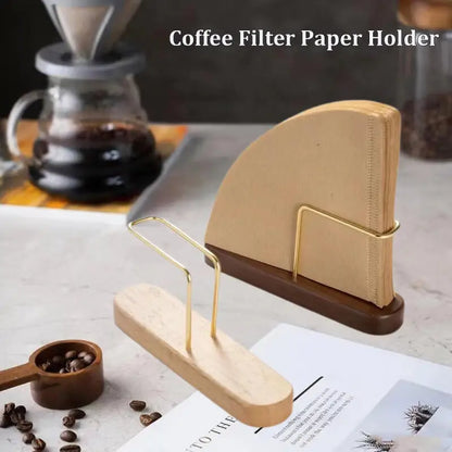 Wooden Coffee Filter Paper Holder, Vertical Storage Rack for Kitchen & Office