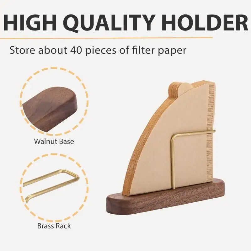 Wooden Coffee Filter Paper Holder, Vertical Storage Rack for Kitchen & Office