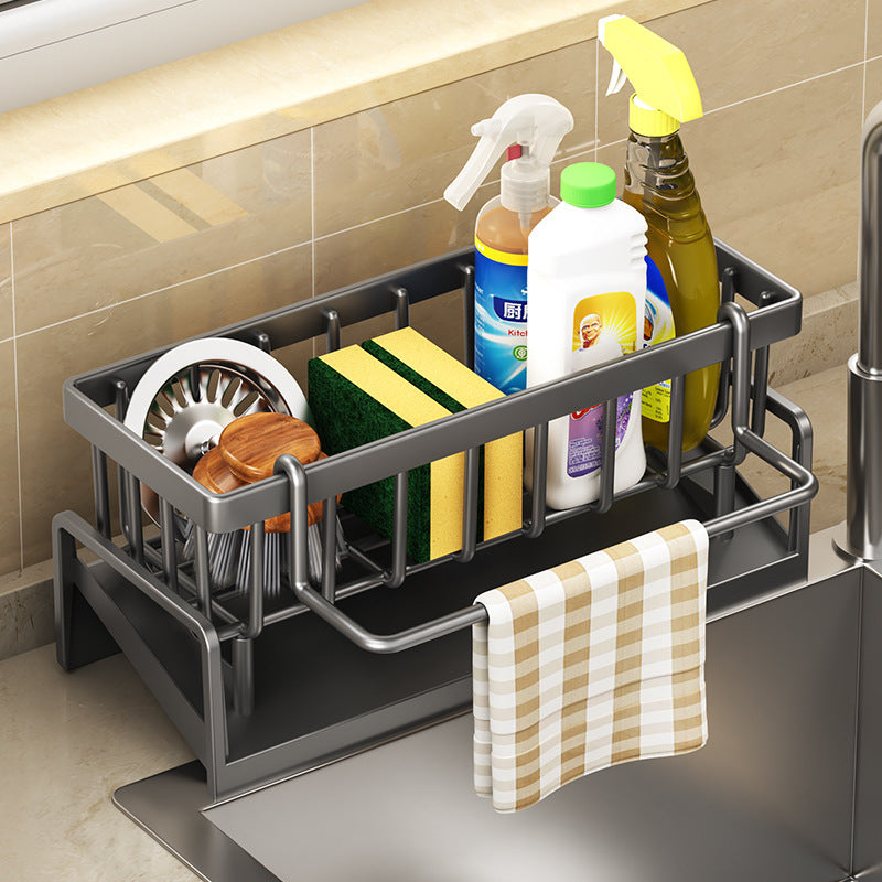Kitchen Sink Drain Rack Organizer Plastic Selfdraining Sink Shelf Soap Sponge Holder Dishcloth Towe