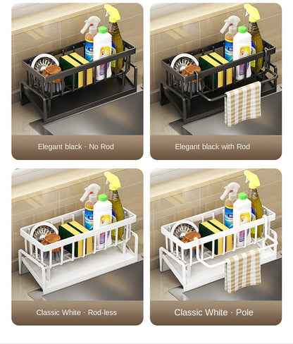 Kitchen Sink Drain Rack Organizer Plastic Selfdraining Sink Shelf Soap Sponge Holder Dishcloth Towe