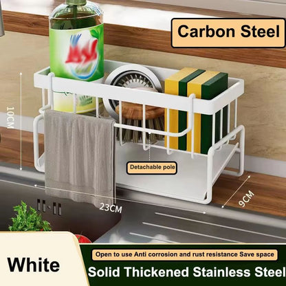 Kitchen Sink Drain Rack Organizer Plastic Selfdraining Sink Shelf Soap Sponge Holder Dishcloth Towe