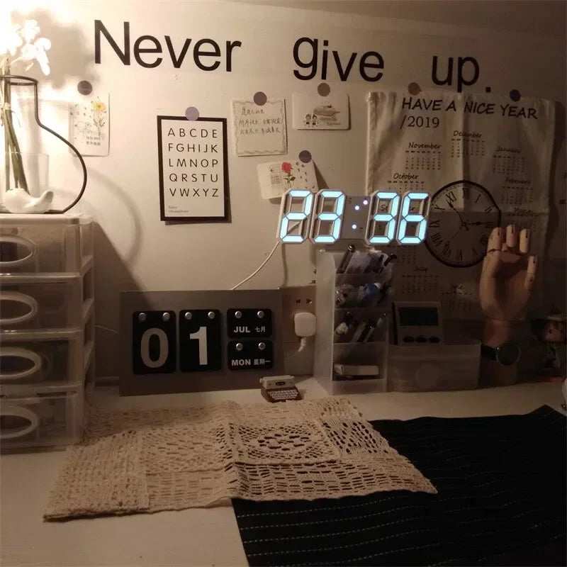 Adjustable LED Digital Clock Wall Decoration Glow Night Mode For Bedroom Aesthetic Room Decor Watch 1