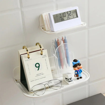 Folding Wall Mounted Shelf Space Saving Storage Rack PunchFree Phone Holder Wifi Router Tray Bathro 1