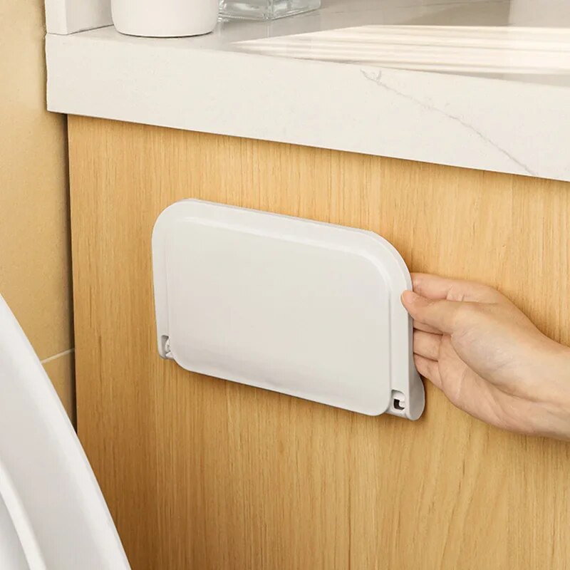 Folding Wall Mounted Shelf Space Saving Storage Rack PunchFree Phone Holder Wifi Router Tray Bathro 2