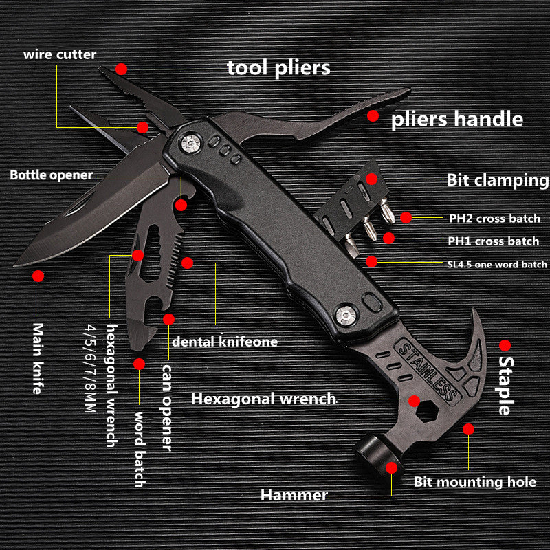Camping Tool Outdoor Multifunctional Claw Hammer Woodworking Hammer Broken Window Escape Hammer Veh 3