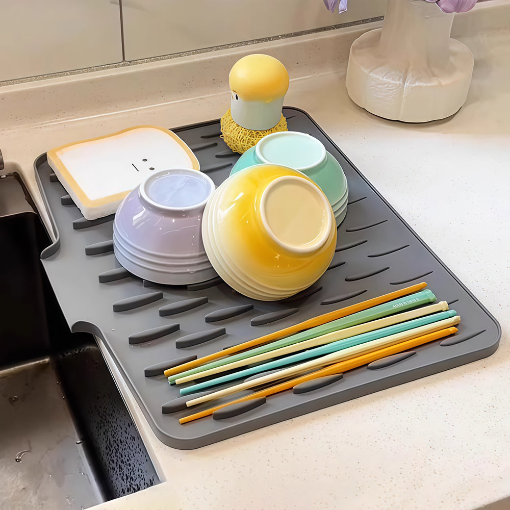 Silicone Drain Mat for Sink, Kitchen Dish Draining Drying Mat