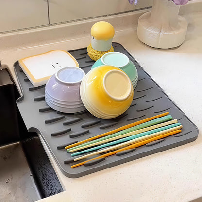 Silicone Drain Mat for Sink, Kitchen Dish Draining Drying Mat
