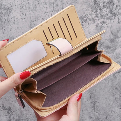 PU Leather Phone Purse Ladies Fashion Wallet Female Hollow Leaves Clutch Handbag Coin Card Holders  5
