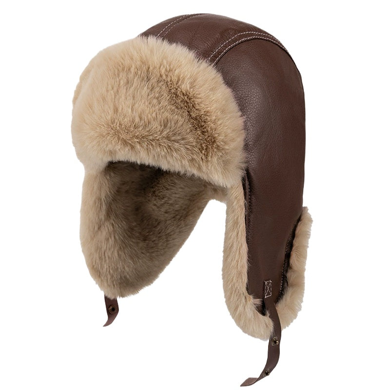 Faux Fur Leather Snow Cap Winter Thick Warm Russian Ushanka Hat For Men Womens With Ear Flaps 3