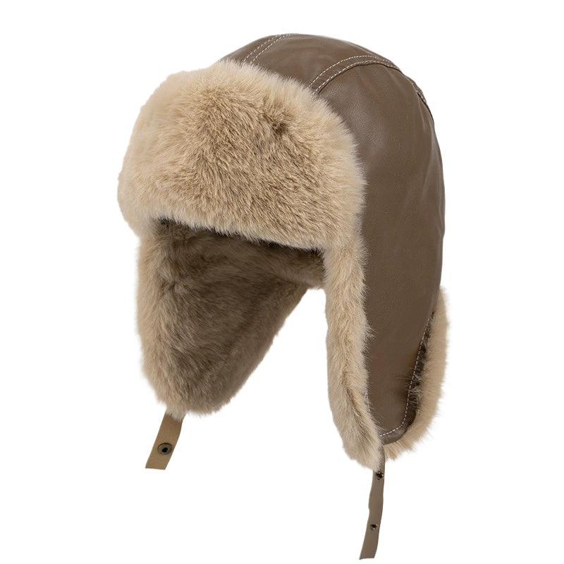 Faux Fur Leather Snow Cap Winter Thick Warm Russian Ushanka Hat For Men Womens With Ear Flaps 4
