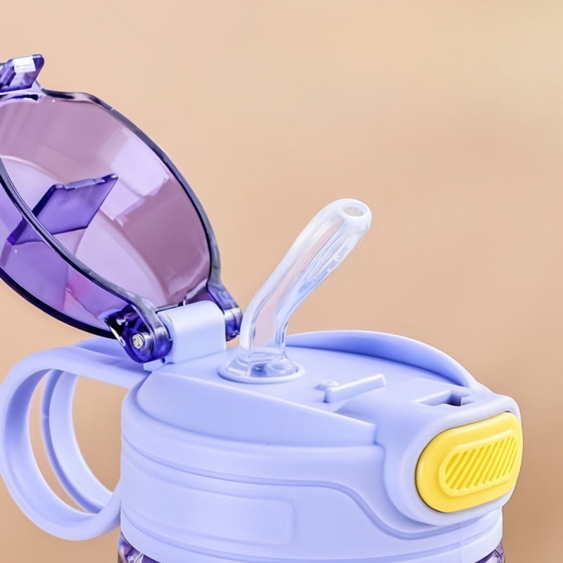 Cute Cartoon Animal Water Bottle with Safety Lock, Leak-proof Straw Cup for Kids Outdoor Travel Camping Jug