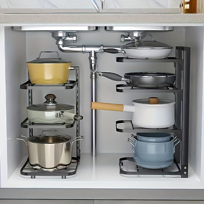 Adjustable Stainless Steel Pot Rack Organiser for Kitchen Storage