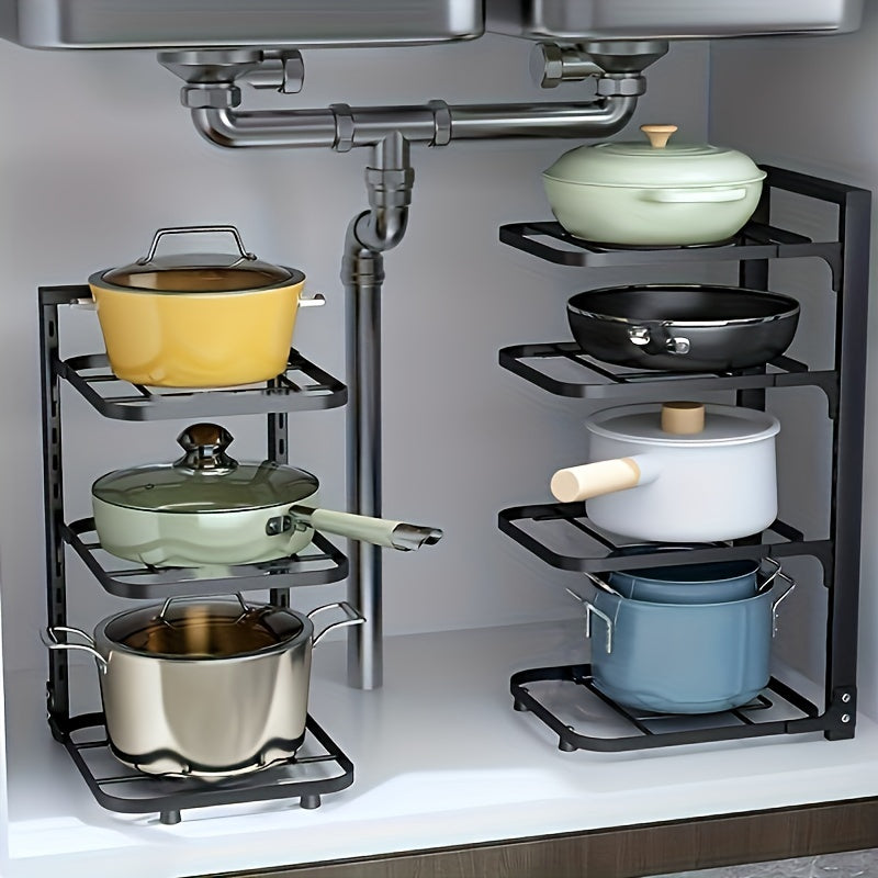Adjustable Stainless Steel Pot Rack Organiser For Kitchen Storage 1