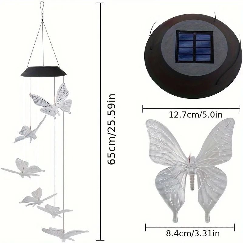 Solar LED Color Changing Butterfly Dragonfly Wind Chime 1