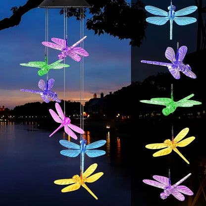 Solar LED Color Changing Butterfly Dragonfly Wind Chime 2