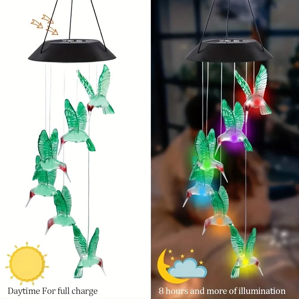 Solar LED Color Changing Butterfly Dragonfly Wind Chime 4