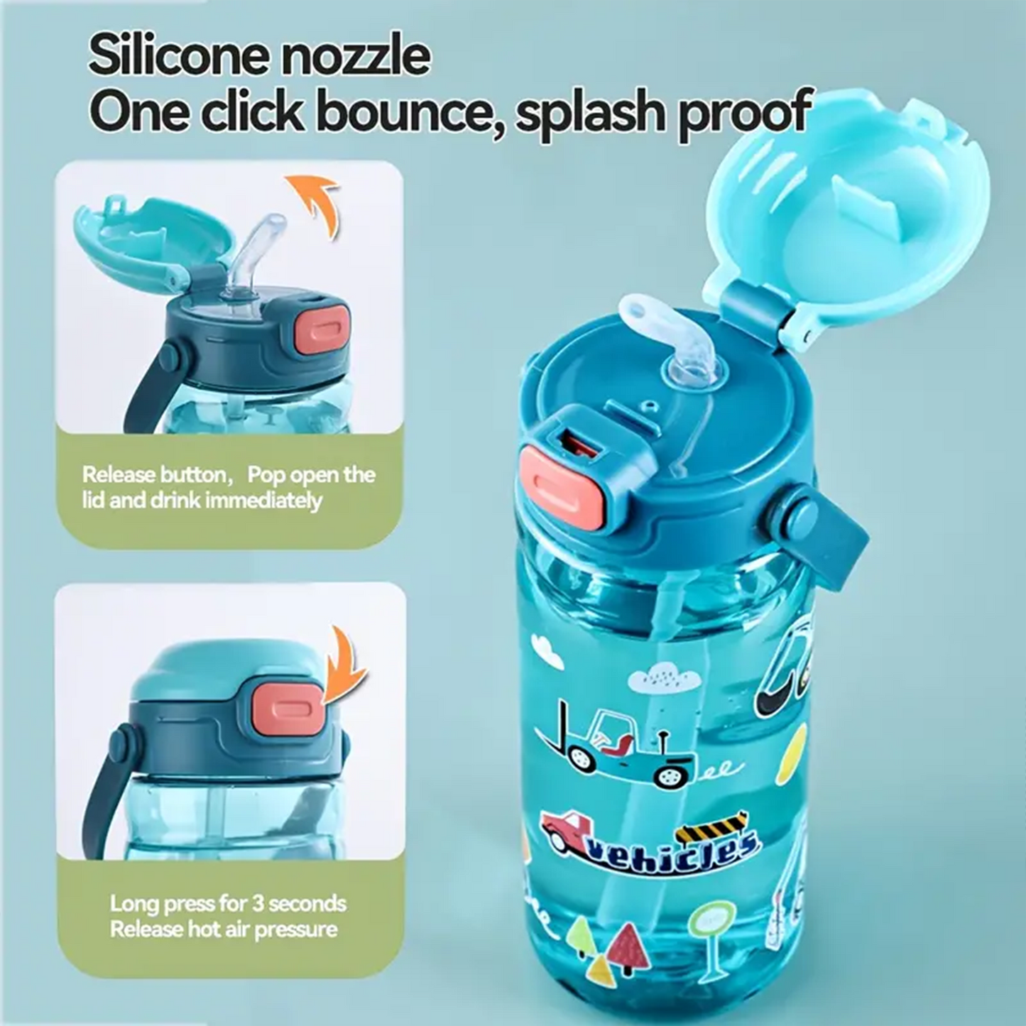 Outdoor Camping Drinking Tools HighQuality Kids Straw Cup With Handle Plastic Straw Water Bottle 1