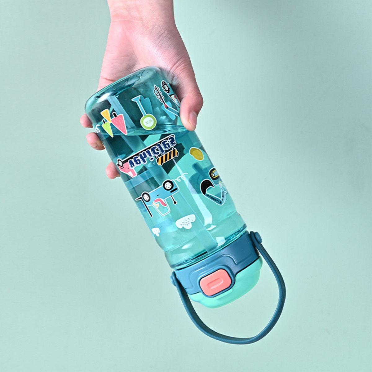 Outdoor Camping Drinking Tools HighQuality Kids Straw Cup With Handle Plastic Straw Water Bottle 2