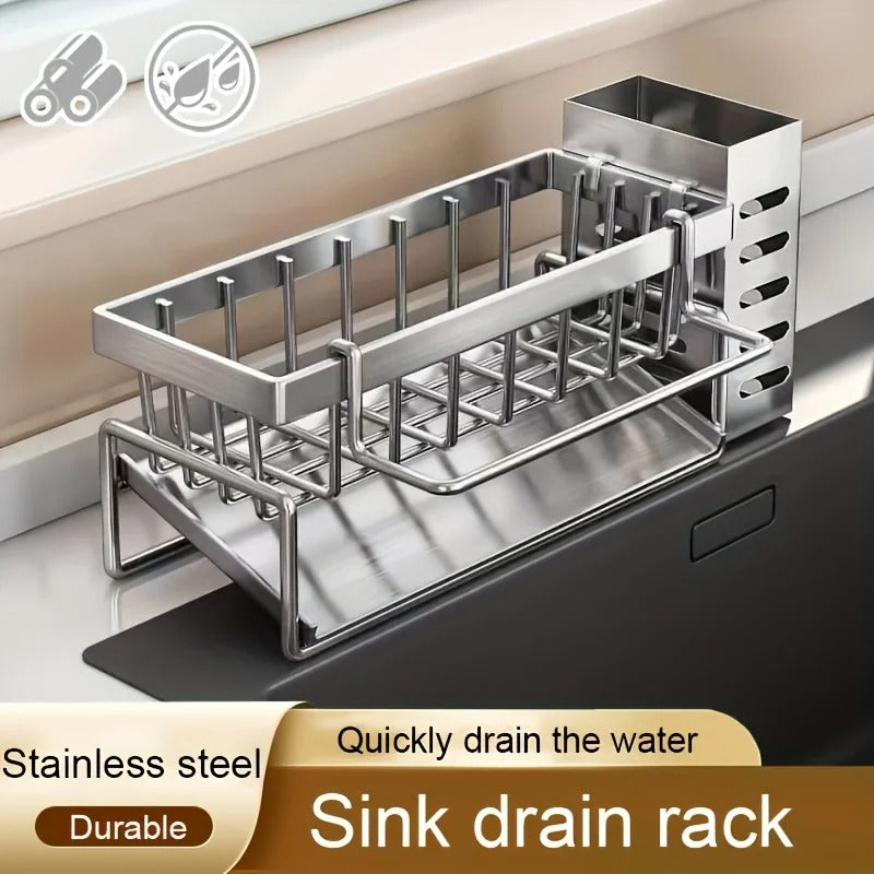 Kitchen Multifunctional Stainless Steel Sink Drain Rack Organizer Kitchen Sponge Cleanser Holder Dr 1