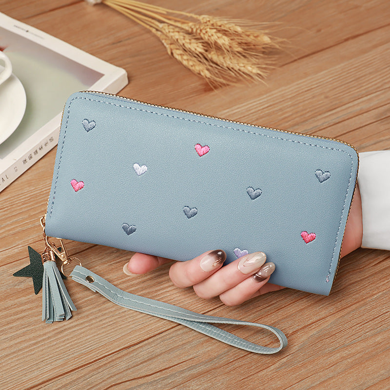 Women Long Wallets Purses Luxury Love Heart Phone Wallet Ladies Card Holder Clutch 2