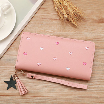 Women Long Wallets Purses Luxury Love Heart Phone Wallet Ladies Card Holder Clutch 7