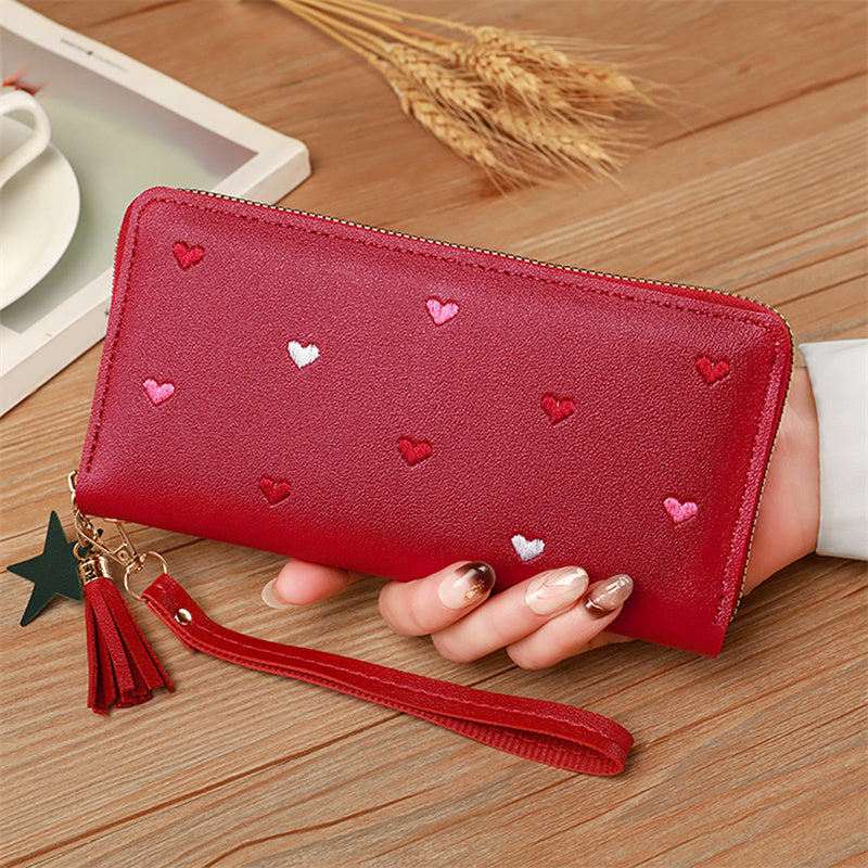 Women Long Wallets Purses Luxury Love Heart Phone Wallet Ladies Card Holder Clutch 10