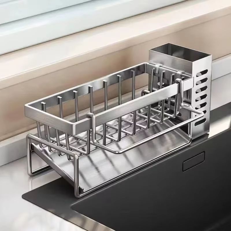 Kitchen Multifunctional Stainless Steel Sink Drain Rack Organizer Kitchen Sponge Cleanser Holder Dr 7