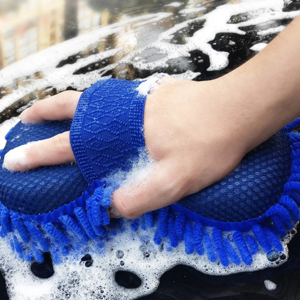 Microfiber Chenille Car Wash Sponge, Auto Cleaning Towel, Wash Brush Glove for Home Use