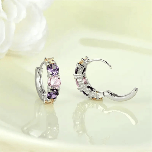 CelesteGlow Colorful CZ Hoop Earrings