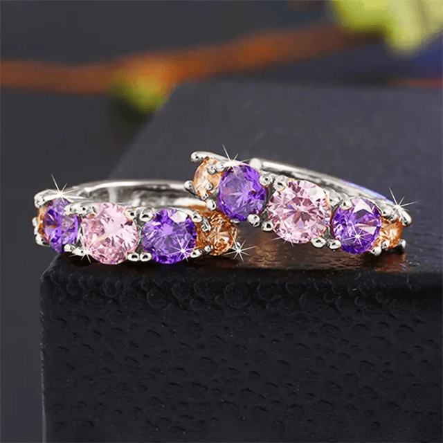 CelesteGlow Colorful CZ Hoop Earrings 2