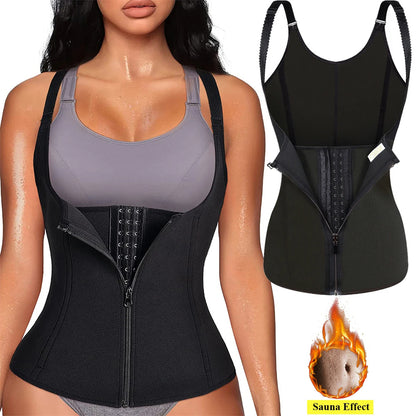 Women Waist Trainer Tank Top Zipper Body Shaper, Tummy Control Sleeveless Activewear, Shaping Underwear for Women